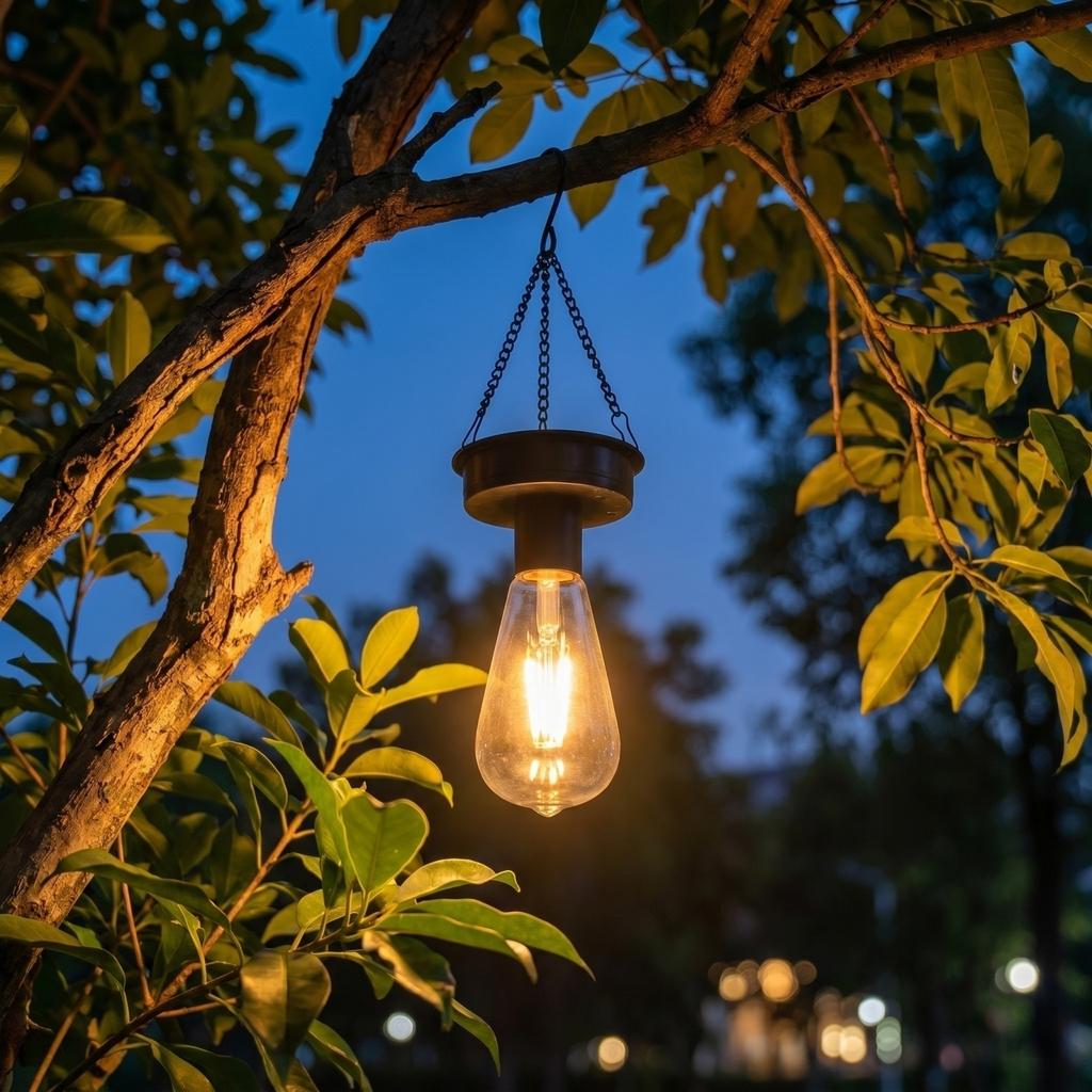 Outdoor Hanging Solar Lantern with Chain Hook Portable Garden Patio Landscape Decorative Lighting for Ambient Illumination and Outdoor Use