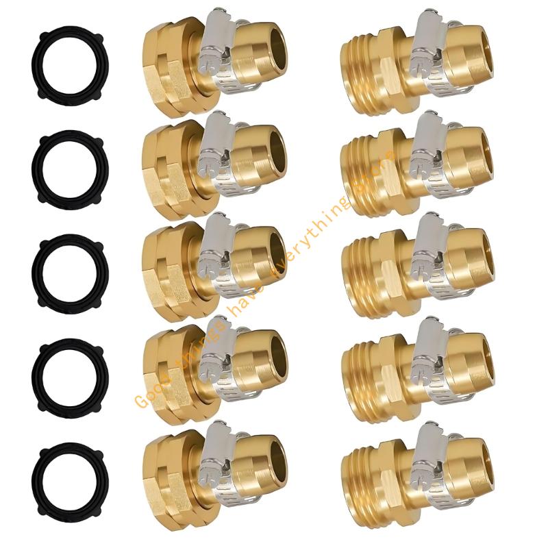 5lots Heavy Duty Brass Water Pipe Connector Male and Female Garden Water Hose Repair Connector Fittings 55KF золотой