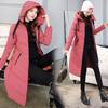 Women's Long Slim Down Jacket Hooded Thick Coat Down Jacket Down Cotton Padding