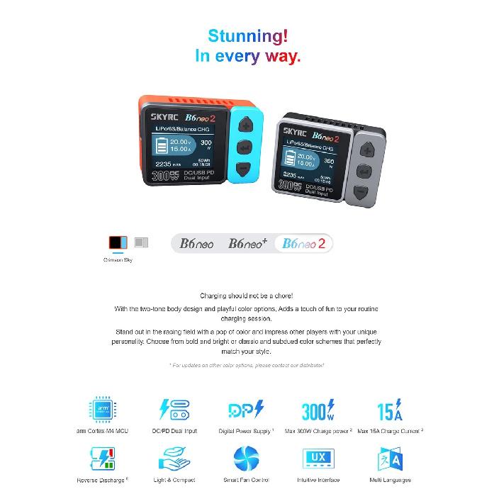 NEW SKYRC B6neo 2 Smart Charger Multi-Function Smart Charger DC 300W PD 80W LiPo/LiFe/Lilon/LiHV/NiMH/NiCd/Pb Battery Charger