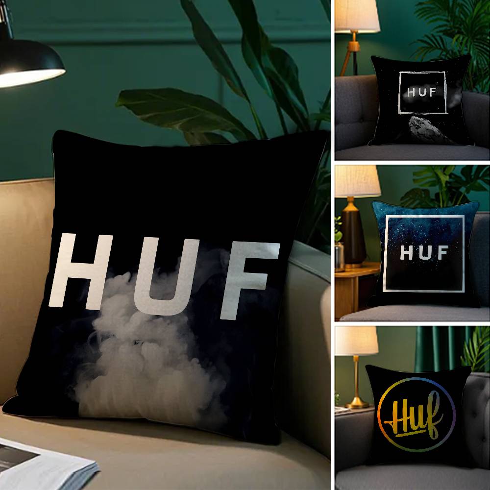 Skateboard Aesthetic Design H-HUF-MT Pillow Case Comfort Sofa Bed Silky Elegant Invisible Zipper Decorative Cushion Cover