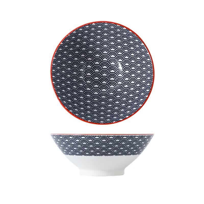 Nordic Underglaze Ceramic Ramen Noodle Soup Bowl Set