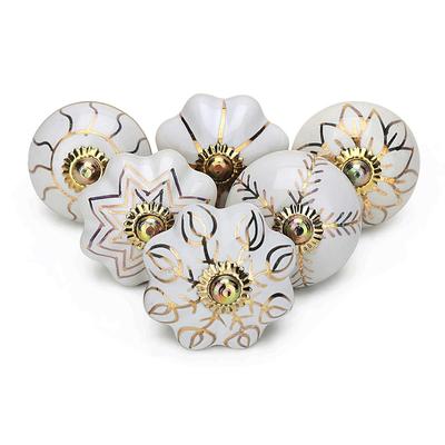 Decorative Pull Handle Gold Knobs for Wardrobe, Kitchen Cabinets, Dressers and Cupboards Home Interior Decor - Pack of 6