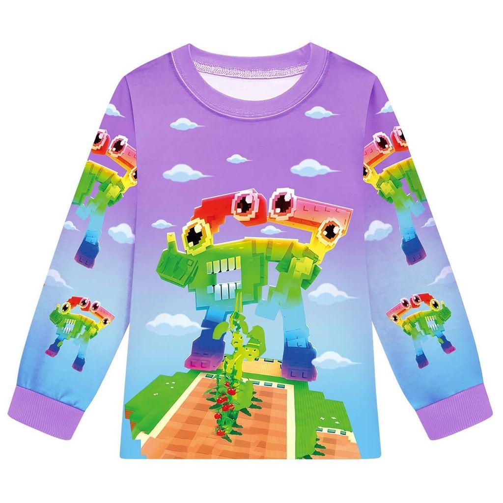 19705 Kinder Jungen Mädchen Steal a Brainrot 67 Six Seven Print Langarm T-Shirt Hose Pyjama Nachtwäsche Sets