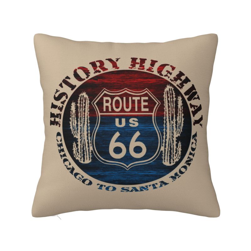 Born To Ride Route Throw Pillow Case cm for Living Room Americas Highway Cushion Cover Soft Polyester Pillowcase