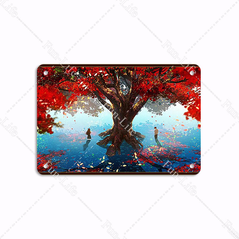 Forest Plate Poster Bird Vintage Home Decor Colorful Tree Retro Metal Tin Signs Pub Car Garage Wall Art Home Decor 20x30cm
