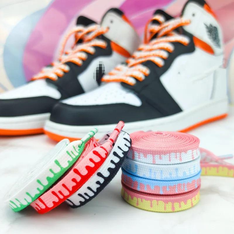 Fashion Rainbow Ice Cream Shoelace Flat Shoe Laces Cream Macaron Shoelaces for Sneakers 120/140/160cm Shoes Strings Accesories