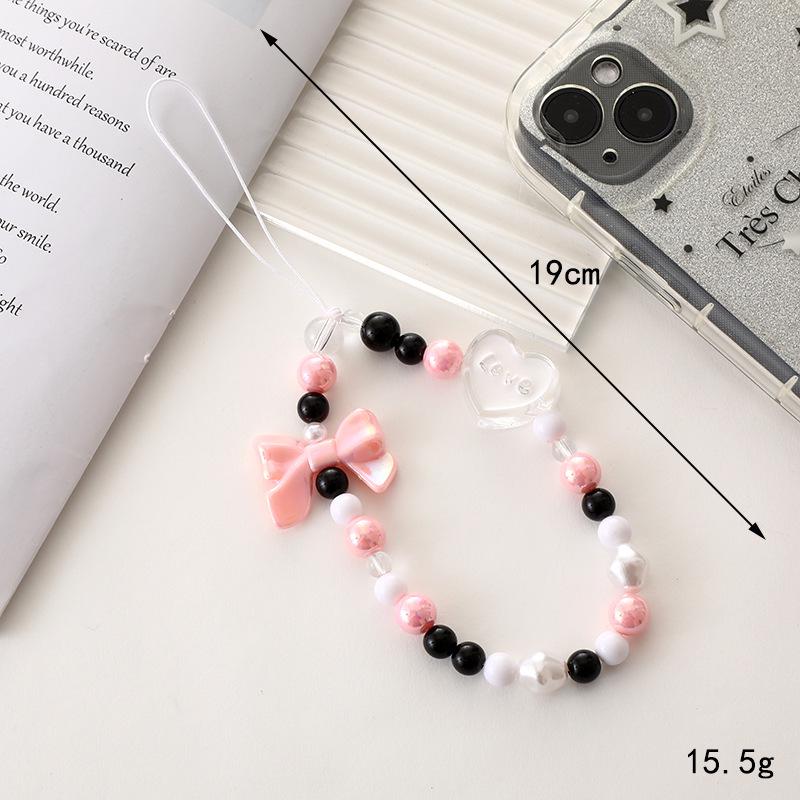 Stylish Pearl Bow Mobile Phone Lanyard with CCD Camera Pendant