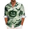 Men's Halloween Loose Fit Long Sleeve Shirt Button Down Collar Vintage Casual Shirt Breathable Fabric Suitable for Spring Autumn Outdoor Daily Wear