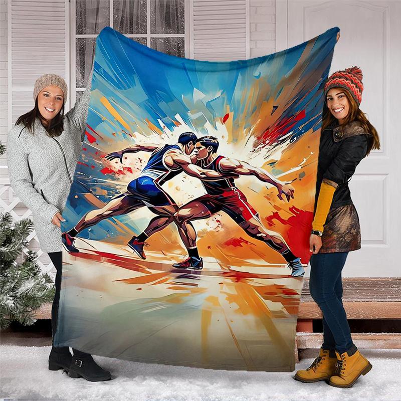 wrestling Theme Printed Blanket - Perfect for Couch, Bed, Travel & Outdoor Use | Machine Washable, Cozy & Durable.
