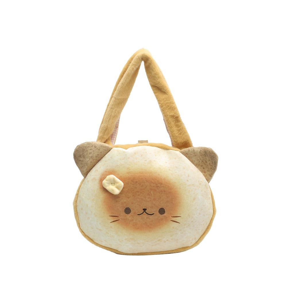 Harajuku Cartoon Toast Tote Bag Yellow Crossbody Bag Casual Butter Cat Shoulder Bag  Girls
