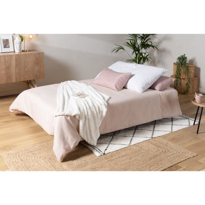 COMFORT BULTEX Sofa Bed - Grey Fabric + Pink Decorative Cushions - L193 X D95 Cm