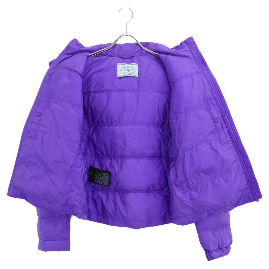 PRADA [Good condition/domestic regular] 290543 R192 Triangle logo plate hooded down jacket Jacket 42 purpleUsed