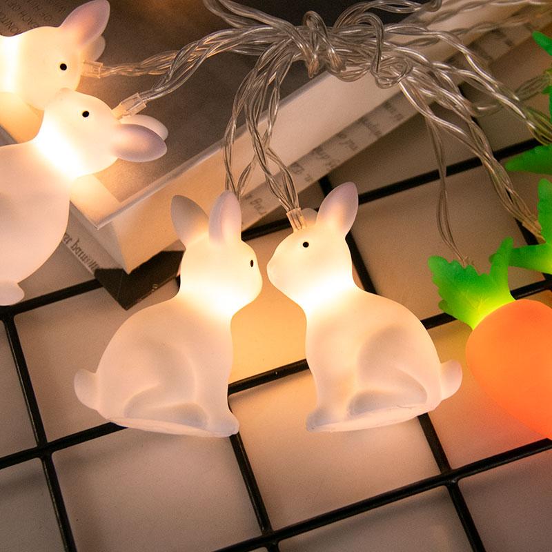 1.9m 10LED Rabbit Carrot LED String Lights Lamp Easter Decorations For Home Birthday Decoration Easter Party Supplies Kids Gifts