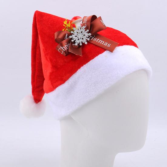 Santa klobouk pro dospělé Plyšový červený sametový Santa klobouk s mašlí/slunečnicí/zvonkem/sněhovou vločkou dekorací pro vánoční večírek dárek