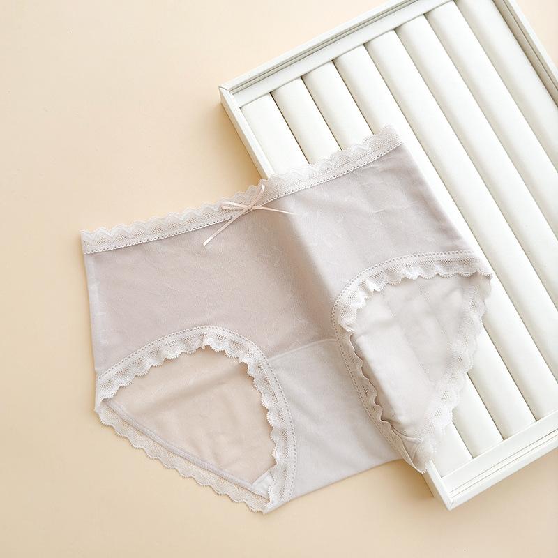 Girls Summer Ultra Thin Pure Sexy Lace Romantic Jacquard Mesh Cotton Crotch Waist Triangle Briefs