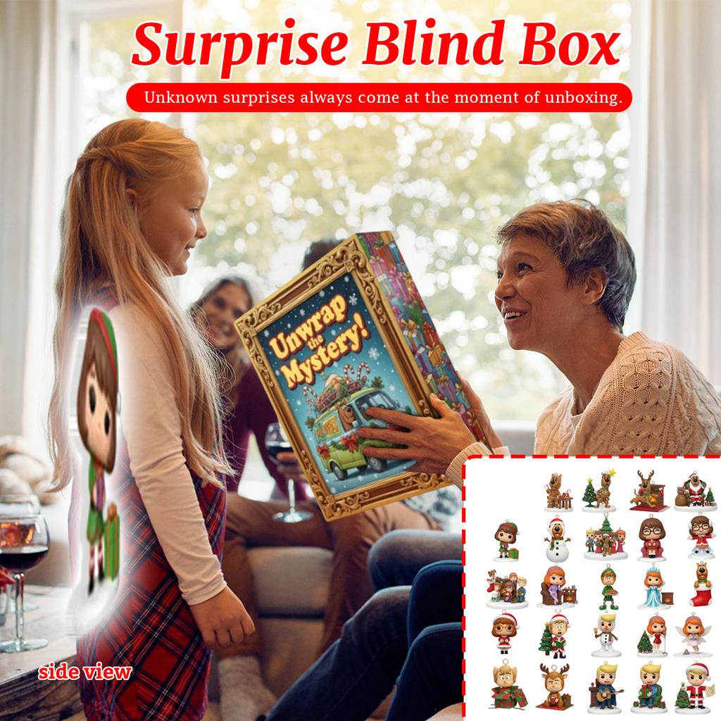 2D Flugzeug Box 24 Doppelseitiger Druck Anhänger Countdown Kalender 24-Tage Weihnachts-Adventskalender Acryl Flugzeug Anhänger Blindbox