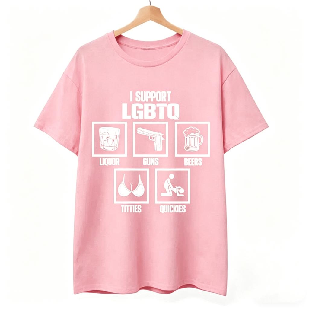 Vintage Men's Funny I Support LGBTQ T Shirt Cotton T-shirt 2026 Summer New Women Oversized Streetwear Trendy O-Neck Loose Top