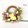 16'' Easter Door Wreath Hanging with Colorful Eggs Artificial Flower Garland for Garden Front