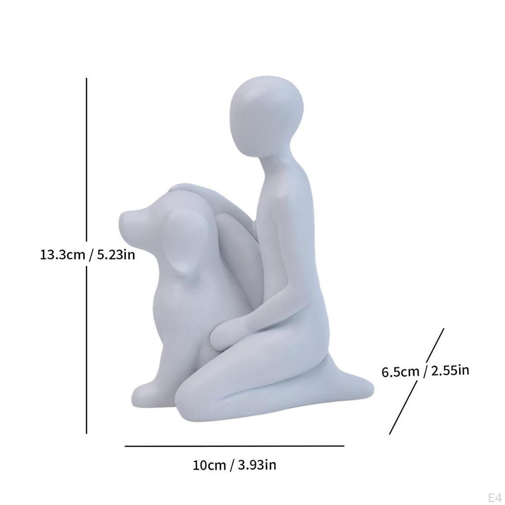 Man And Dog Statue Memorial Resin Figurine Emotional Family Sculpture Heartfelt Home Decoration