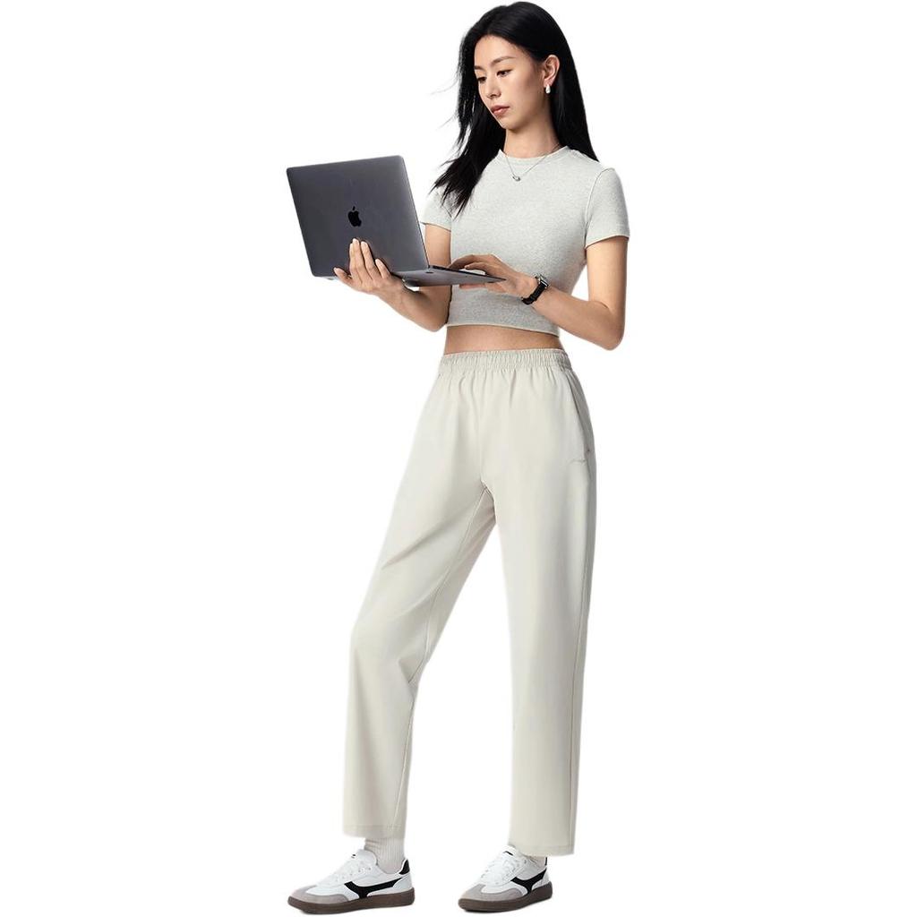 Li Ning Fitness Series Letter Print Brand Logo Sports Casual Pants Women Pants AYKW868-1