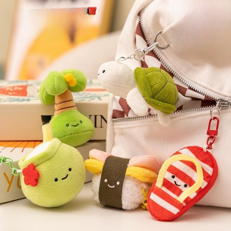 Fruit Tortoise Slippers Shaped Plush Keychain Toy Short Material Gifts Doll