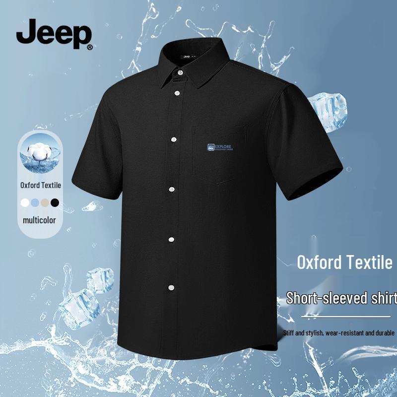 JEEP Men s Loose Fit Short Sleeve Business Casual Shirt 3XL