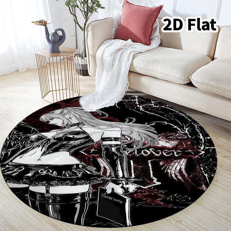 Death Note Round Area Rug Carpet Rug For Living Room Bedroom Sofa Playroom Decor Nonslip Floor Mat