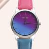Elegant Women Rainbow Design Analog Quartz Sport Wrist Watch With Artificial Leather Band