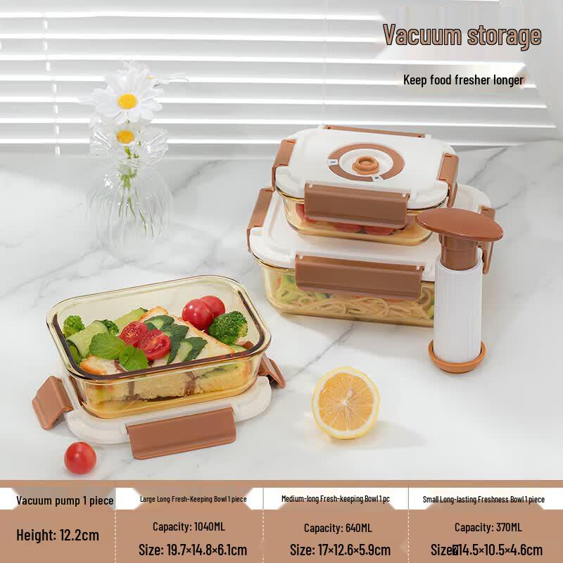 Borosilicate Glass Vacuum Food Storage Container Set