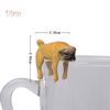 NO.KK Realistic Mini Pug Dog Figurine Hanging On Cup Rim DIY Fairy Garden Accessory