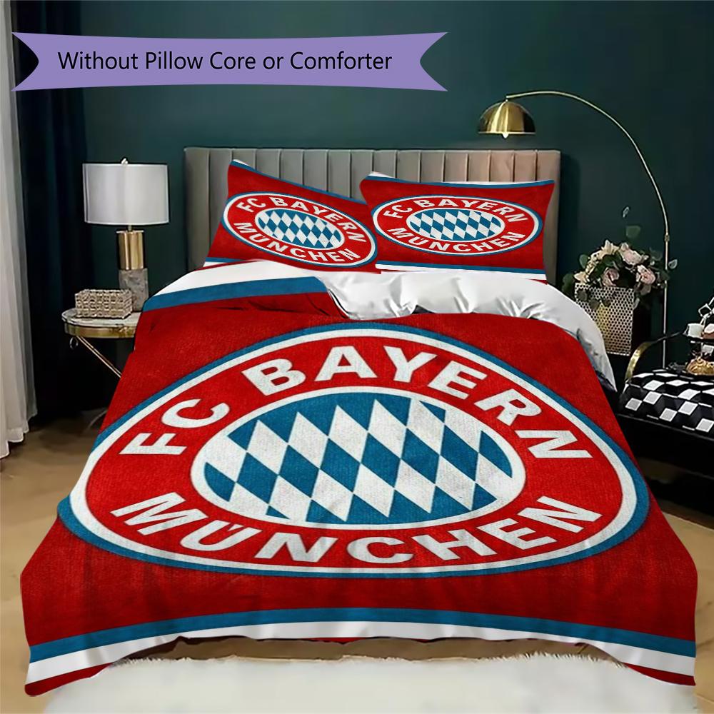 Set Copripiumino Trapuntato con Fantasia FC Bayern Monaco Copripiumino Federa Decorazione per la Casa Regalo di Compleanno (1 * copripiumino + 2 * federe senza imbottitura)45