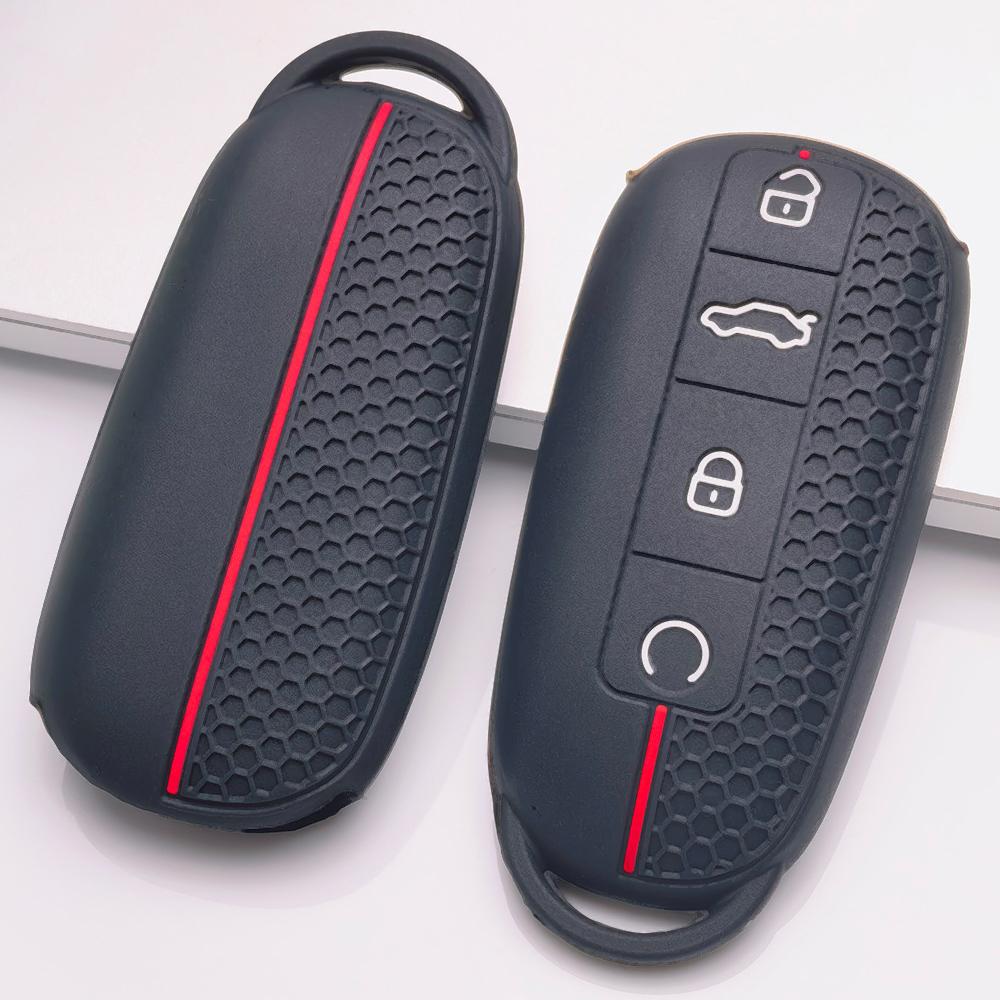 Soft Silicone Smart Key Sleeve for Chery Tiggo 7 Pro Arrizo 8 OMODA 5 Jetour Traveler Dashing Honeycomb Texture Racing Stripe Smart Key Fob Sleeve