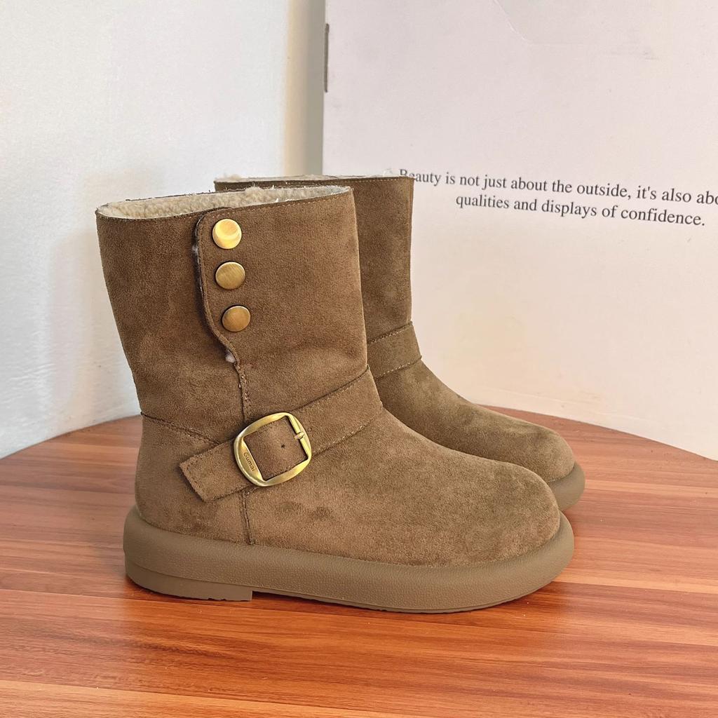 Fleece thickened warm flat-bottomed non-slip snow boots 2025 new women's winter popular women's Northeast cotton shoes