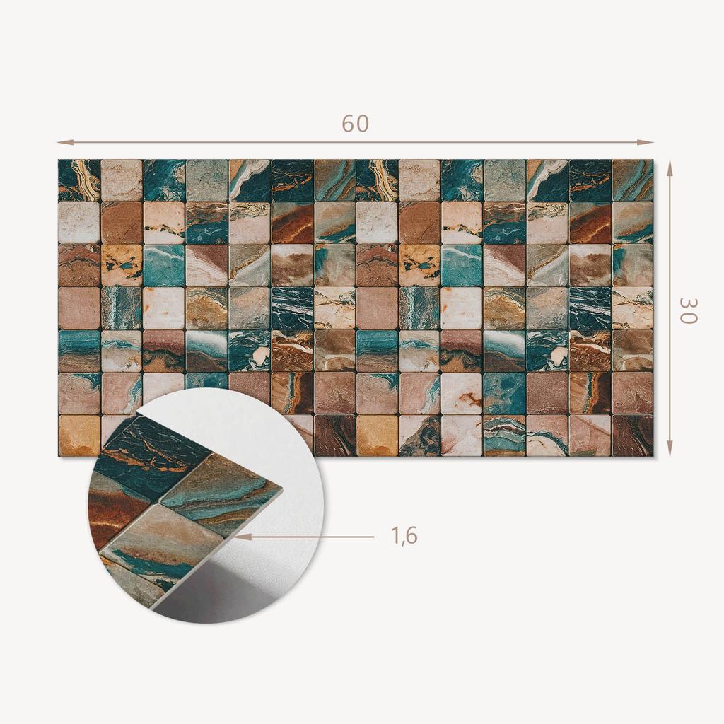 Vinyl Tiles with Graphics for the Bathroom Mosaic with Stone Tiles 6X60X30 Cm