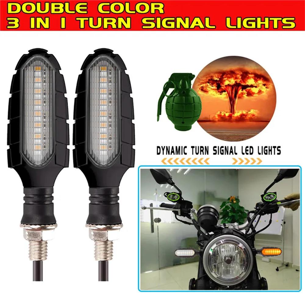 2PCS Smoke Motorcycle Directional Indicator Turn Signal Light 16 LED Flashing Rear Tail Brake Flasher Light DRL Lamp Motorcycle Turn Signal