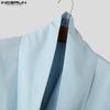 INCERUN Men Swing Collar Long Sleeve Slim Shirts Casual Solid Short Tops
