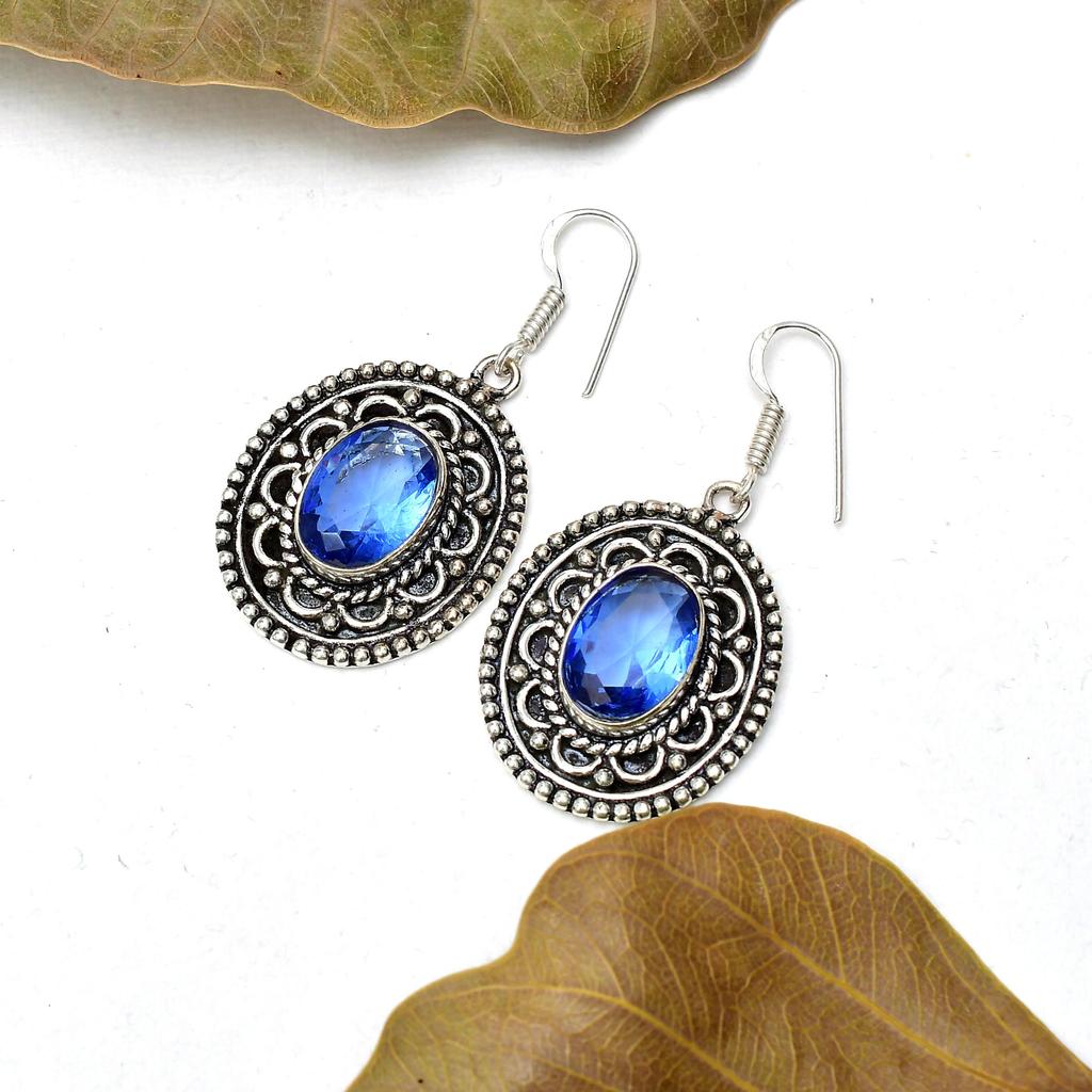 Tanzanite Gemstone Handmade 925 Sterling Silver Jewelry Earring