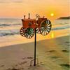 Garden Wind Spinner, Tractor Windmill Stake with Rotating Wheels for Patio Yard Garden, Unique Outdoor Sculptures Ornament Gift for Friends Family