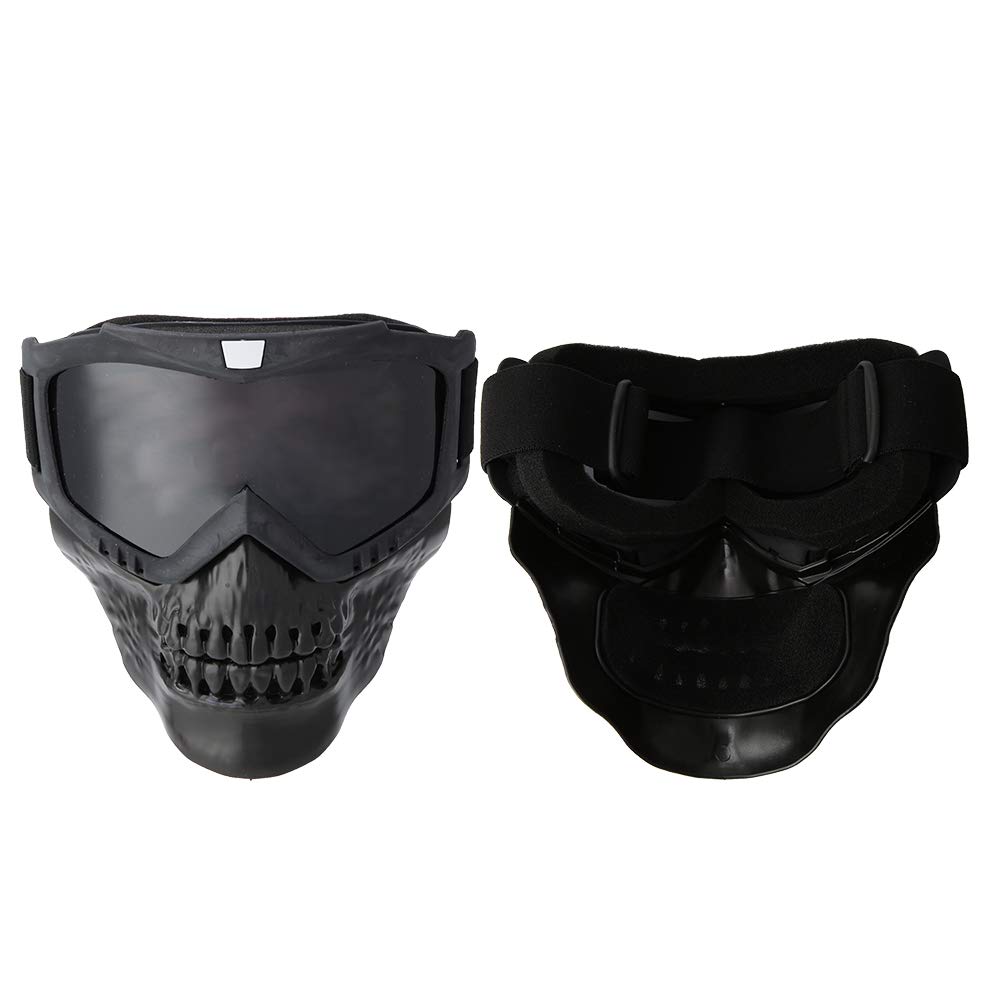[Ongwan] Totenkopf Motorradbrille Unisex Outdoor Abnehmbare Motorradbrille Helm Motorrad Ski Sport Rennen (Grau)
