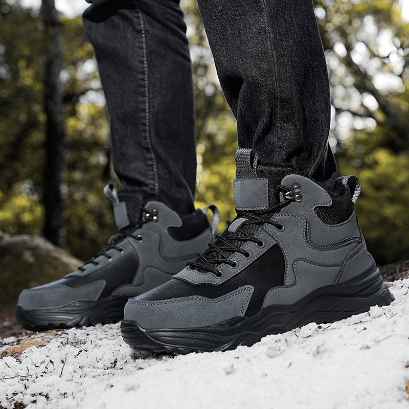 Men'S Outdoor Hiking Boots Warm Winter Waterproof High Quality Sneakers Non Slip Hiking Ankle Boots Men'S Winter Work Shoes