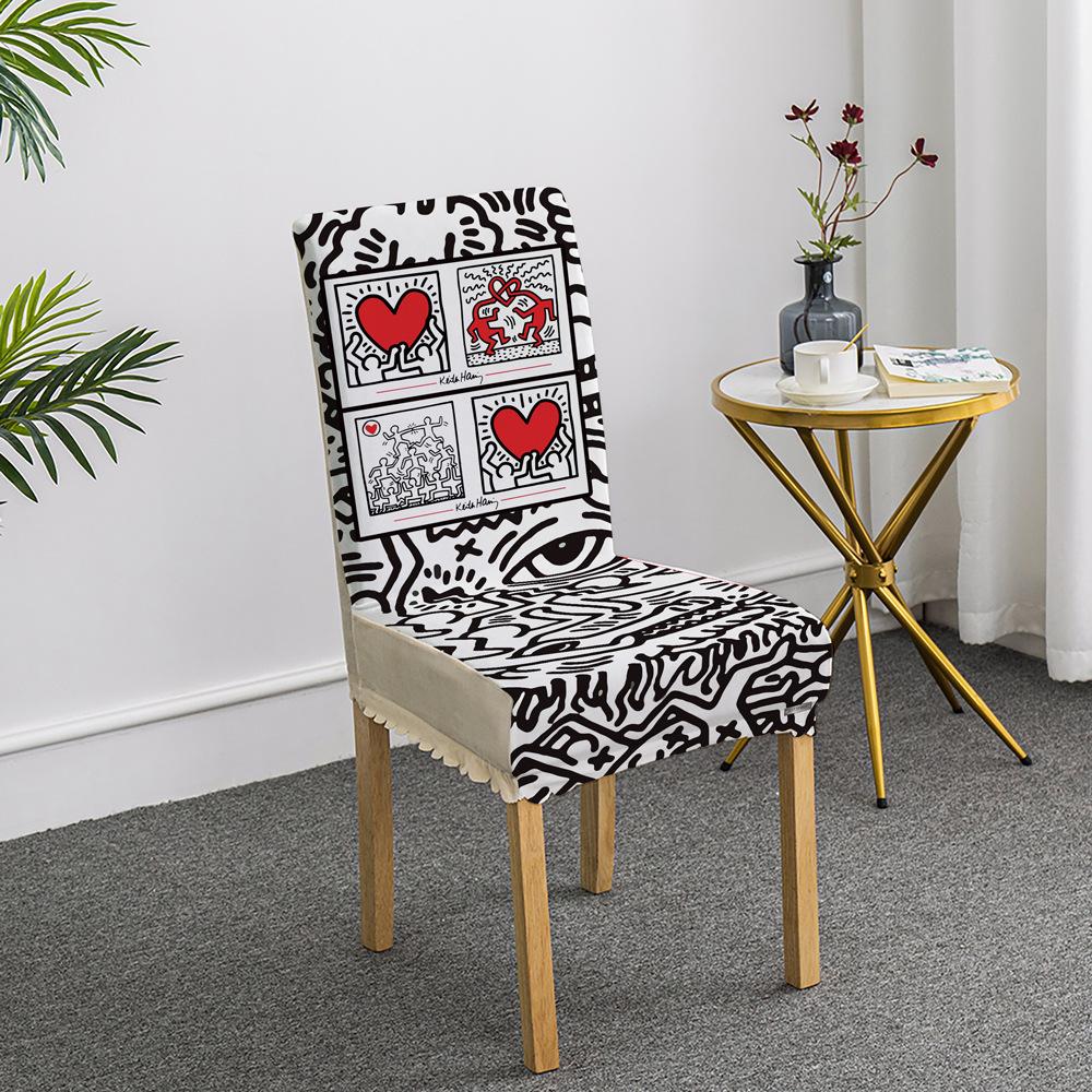 

Расписанный вручную комплект стульев, чехол для обеденного стола, чехол для домашнего сиденья, эластичный, полный, утолщенный, на четыре сезона, универсальный комплект стульев 45*38*38cm