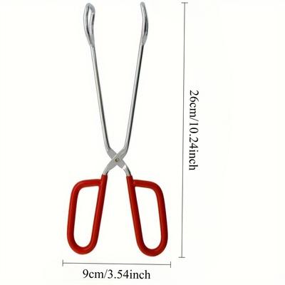 Kitchen Tongs, Heavy Duty Cooking Tongs, Easy Grip Scissors Tongs, Comfortable Red Handle, Can Be Used for Cooking BBQ