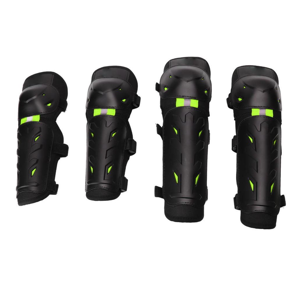 4PCS Knee Pads Elbow Pads Night Luminous Knee Protective Gear Set for Outdoor Off Road Cycing Riding Green