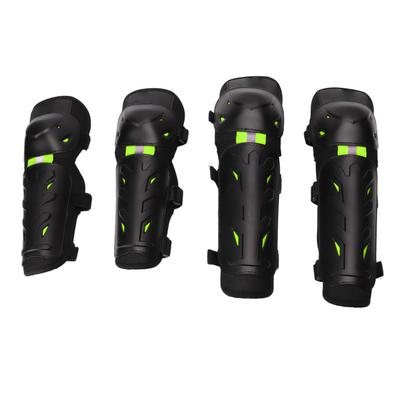 Conjunto de 4 Peças de Joelheiras Cotoveleiras Noturnas Luminosas Equipamento de Proteção para Joelhos para Ciclismo Off Road ao Ar Livre Verde