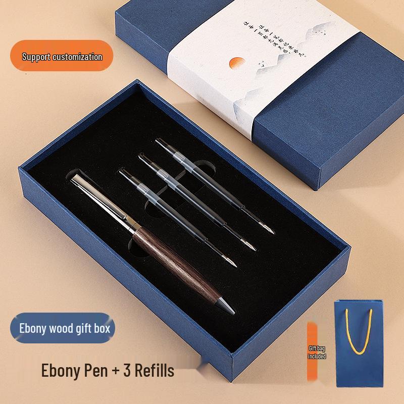 Luxury Ballpoint Pen Set with Metal and Wood, Imitation Leather Case, Custom Logo Option