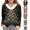 Girls Winter V-Neck Christmas Print Base Layer Top
