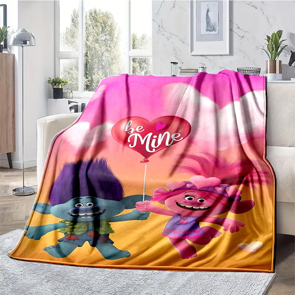 Trolls Theme Printed Blanket - Perfect for Couch, Bed, Travel & Outdoor Use | Machine Washable, Cozy & Durable.