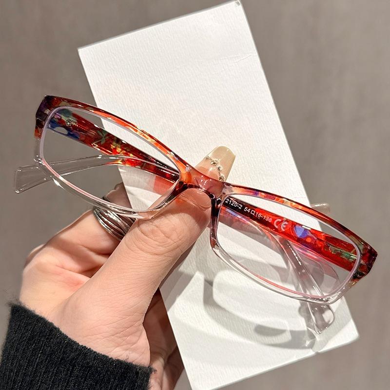 New Fashionable Anti Blue Light Reading Glasses for Women Stylish Colorful Square Frame Spring Legs Presbyopia Glasses Diopter
