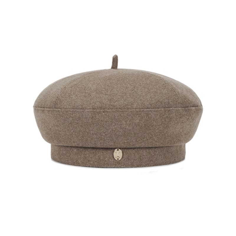 VARZAR VA Curved Oval Metal Blended Beret Mocha Brown